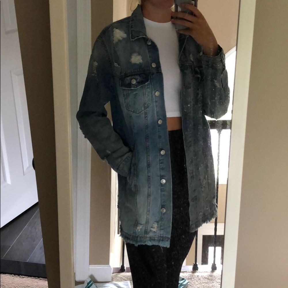 Oversized Distressed Denim Jacket